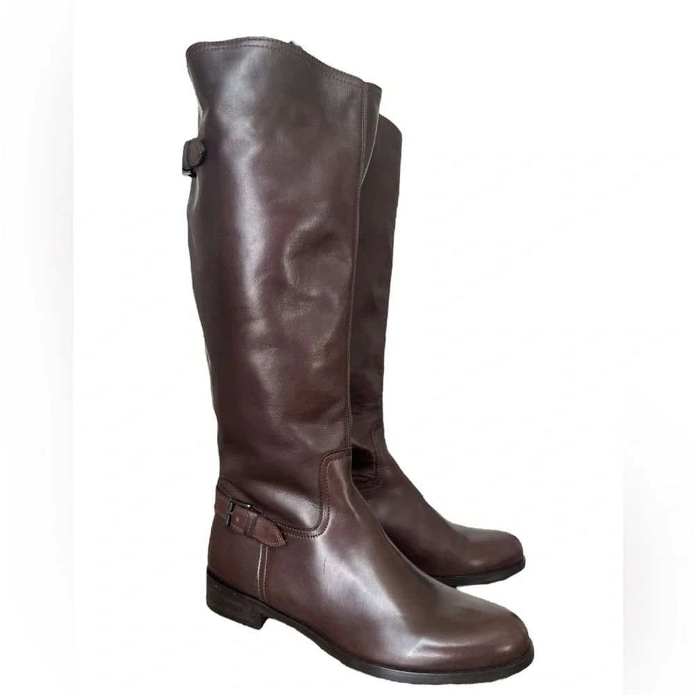 NWOB Garnet Hill Italian brown leather boots size 10.#27499